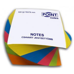 Tépőtömb csavart Point Notes 76x76mm élénk színek 500 lapos