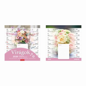 Falinaptár T090-03  22x22 mágneses kétheti 2026  VIRÁGOK