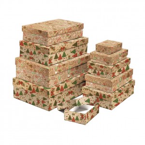 Díszdoboz ARGUS 10 db-os natur  karácsonyi  mézeskalács, fenyő minta 2500-8169