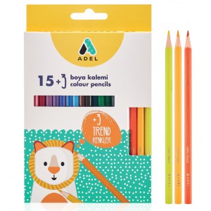 Színes ceruza 12+3klt ADEL hatszögletes színes test 2112365002000