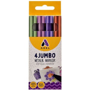 Marker ADEL jumbo metallic 4klt 4,6mm kerek&iacute;tett v&eacute;gű z&ouml;ld,r&oacute;zsa,bronz,lila 2260000017