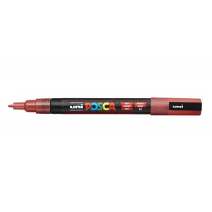 Marker dekor UNI Posca PC-3M   0,9-1,3mm  csillámos piros