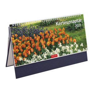 K&eacute;pes asztali napt&aacute;r &aacute;ll&oacute; 32,5x15,5 2027  KERT&Eacute;SZNAPT&Aacute;R csonkalapos PVC talp k&eacute;k T054T