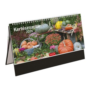 Képes asztali naptár normál 32,5x15,5 2026  KERTÉSZNAPTÁR  álló  csonkalapos PVC talp fekete T054T