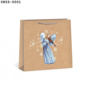 Dísztasak ARGUS 33x33x12 DT5  Natúr négyzet karácsonyi vegyes  0855