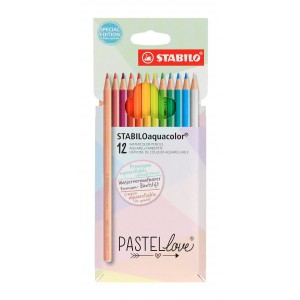 Színes ceruza 12klt STABILO Aquacolor Pastel Love  16127
