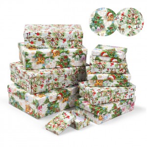 Díszdoboz ARGUS 10 részes  karácsonyi  fenyőfa, mackó fehér alapon 2500-1181