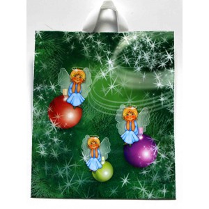 Táska szalagfüles EKOZ DELUXE karácsonyi  angyalka mintás TVA-0009  41x46cm