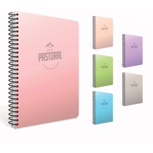 Spirálfüzet GIPTA Pastoral A4 PP fedlap 200 lapos vonalas 5554