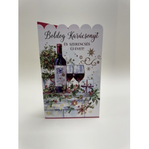 Képeslap 17 ARGUS 11-6479  Boldog Karácsonyt és Szerencsés Új Évet- Boros üveg pohárral Kifutó!