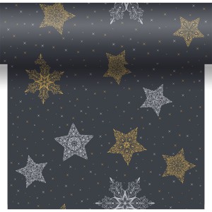 Terítő DUNI 40x480cm tekercses 3in1  karácsonyi mintás Snowstars Black AKCIÓS