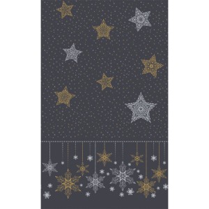 Terítő DUNI 138x220cm Dunicel karácsonyi mintás nem letörölhető Snowstars Black AKCIÓS