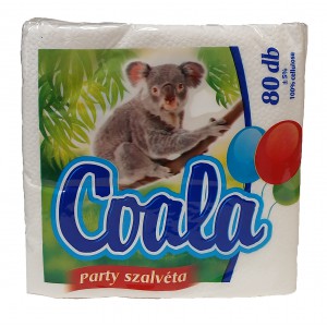 Szalvéta COALA Party 33x33cm 1 rétegű fehér 80lapcsg