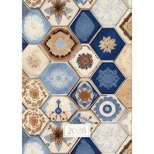 Napi agenda  OFFICE 21  A5 2026 papírborítós Patchwork