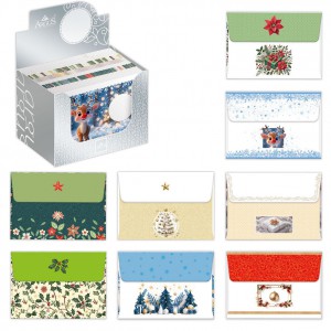 Boríték Argus névjegy, vegyes karácsonyi mintával 120db doboz ár 1087-V001