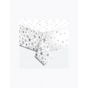 Terítő POLMAK 120x180cm papír letörölhető karácsonyi  020602 Ezüst csillagok