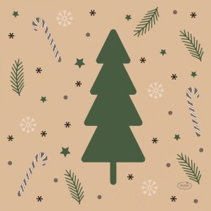 Szalvéta DUNI 33x33cm 3 rétegű karácsonyi 20dbcsg  Natural Yuletid