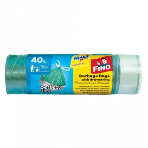 Szemeteszs&aacute;k HEWAFINO 55x62 &ouml;nz&aacute;r&oacute; szalagos sima 40L  15dbtek