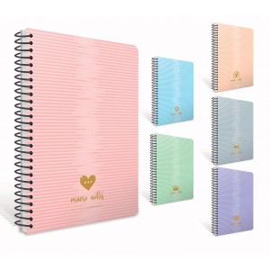 Spir&aacute;lf&uuml;zet GIPTA Macro Notes  A4 PP bor&iacute;t&aacute;ssal, sz&iacute;nregiszteres, 80 lapos  kock&aacute;s 7993