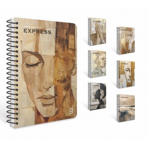 Spir&aacute;lf&uuml;zet GIPTA Express 17x24 cm karton bor&iacute;t&aacute;ssal 100 lapos vonalas 8459