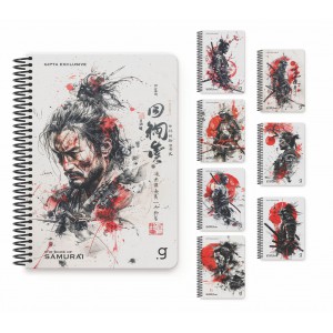 Spir&aacute;lf&uuml;zet GIPTA Samurai 17x24 cm karton bor&iacute;t&aacute;ssal 100 lapos vonalas 8461