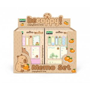 &Ouml;ntapad&oacute;s jegyzet + jel&ouml;lő c&iacute;mke LEBEZ 12 x 18cm 4 klf.capybara mint&aacute;val  bliszteren 82327