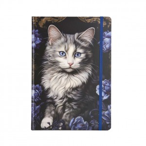 Napl&oacute; ARGUS B5 kem&eacute;nyfedeles17,6x25 cm Macska k&eacute;k gumival 96 lapos 1416-0003