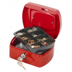 P&eacute;nzkazetta f&eacute;m Q-ConnectWEDO  A6 155x120x75mm piros