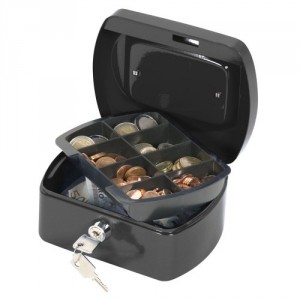 P&eacute;nzkazetta f&eacute;m Q-ConnectWEDO  A5 205x160x85mm fekete