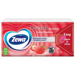 Papírzsebkendő ZEWA Deluxe 90db-os 3 rétegű Strawberry