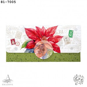 Bor&iacute;t&eacute;k Argus Zen&eacute;lő  LA4 20x10cm kar&aacute;csonyi Mikul&aacute;svir&aacute;g h&oacute;pehellyel 81-7005