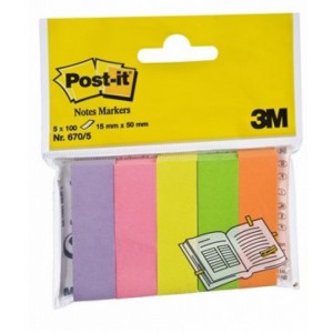 Jelölőcímke POST-IT 670-5 15X50 neon színek 5x100lap     7100172770