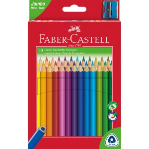 Sz&iacute;nes ceruza 30klt FABER-CASTELL Grip Junior h&aacute;romsz&ouml;g  hegyezővel.116530