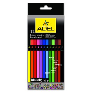 Színes ceruza készlet12 ADEL fekete faszínes test       2312