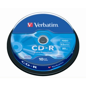 CD-R VERBATIM     írható 700MB 80min hengerben 10db 52x  CDV7052B10DL