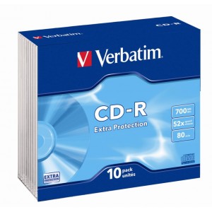 CD-R VERBATIM      írható 700MB slim tokban 10dbcsg CDV7052V10DL